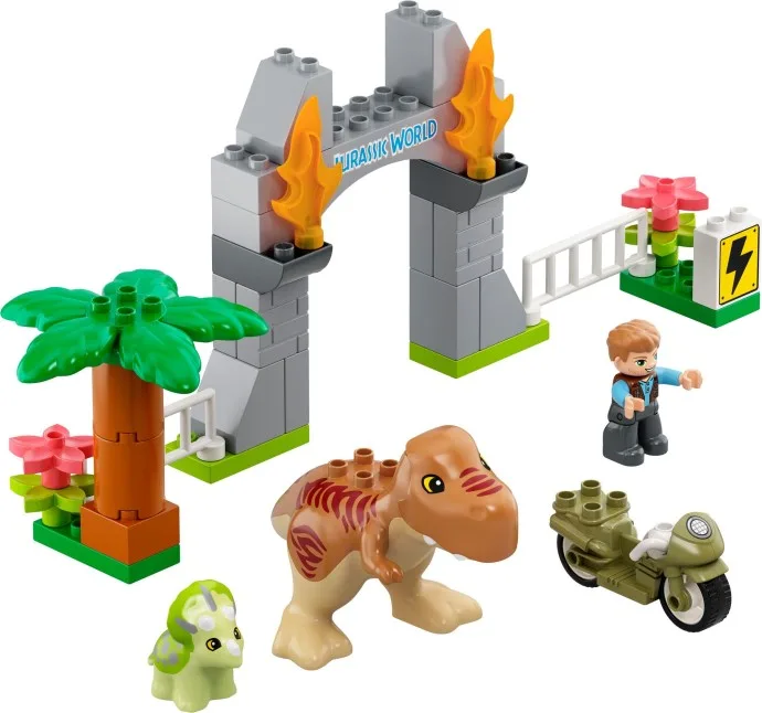 T. rex und Triceratops Dinosaurier-Ausbruch