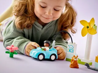Éolienne et voiture électrique