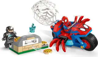 Spidey auf seinem Motorrad gegen Rhino