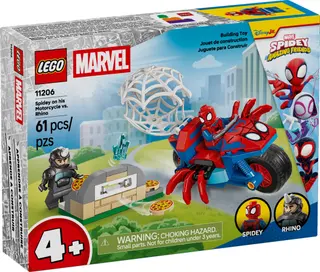 Spidey auf seinem Motorrad gegen Rhino