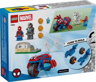 Spidey auf seinem Motorrad gegen Rhino