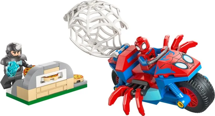 Spidey auf seinem Motorrad gegen Rhino