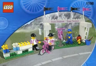 Telekom-Rennradfahrer und Servicepersonal