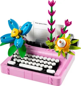 Machine à écrire à fleurs