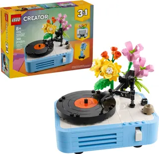 Platenspeler met bloemen