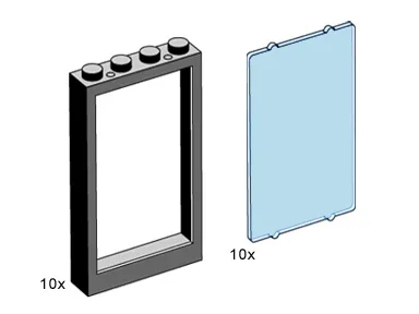1x4x5 Black Window with Transparent Light Blue Pane