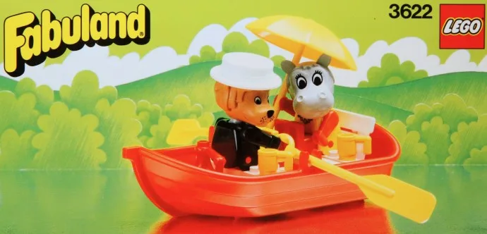 Ruderboot mit Lionel Löwe und Hannah Nilpferd