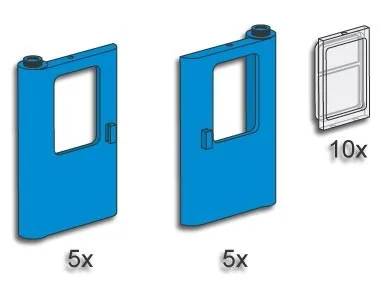Blaue Zugtüren mit Scheiben