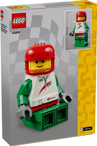 Vergrote minifiguur van een racecoureur