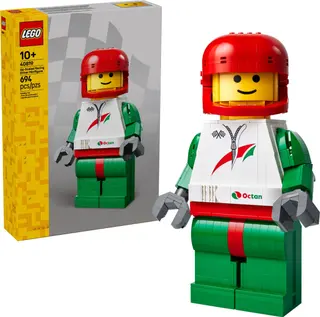 Vergrote minifiguur van een racecoureur