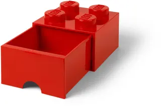 4 stud Bright Red Storage Brick Drawer