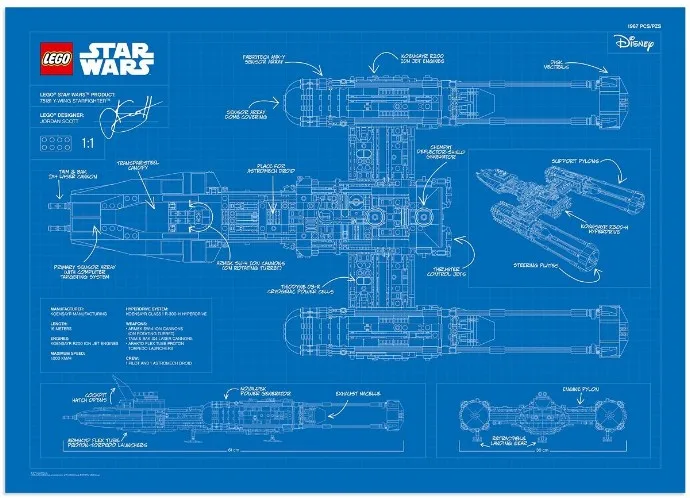 Y-Wing-Bauplan-Poster
