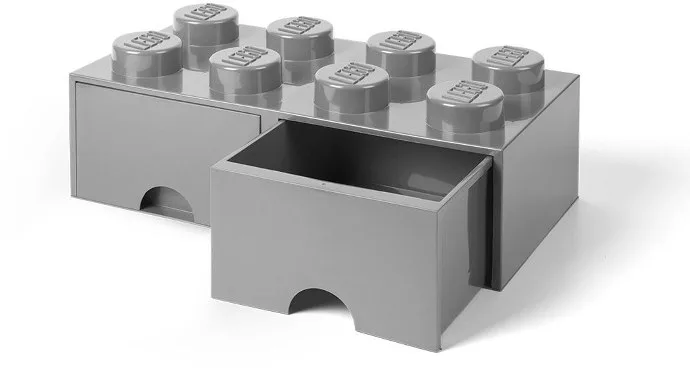 8 Studs Middelgrijs Steen Opberglade