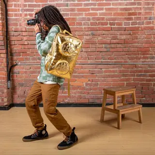 Gold Metallic Brick Backpack