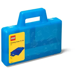 Transparante blauwe sorteerdoos om mee te nemen