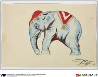 Estampe aquarelle d'éléphant, première édition, vers 1937