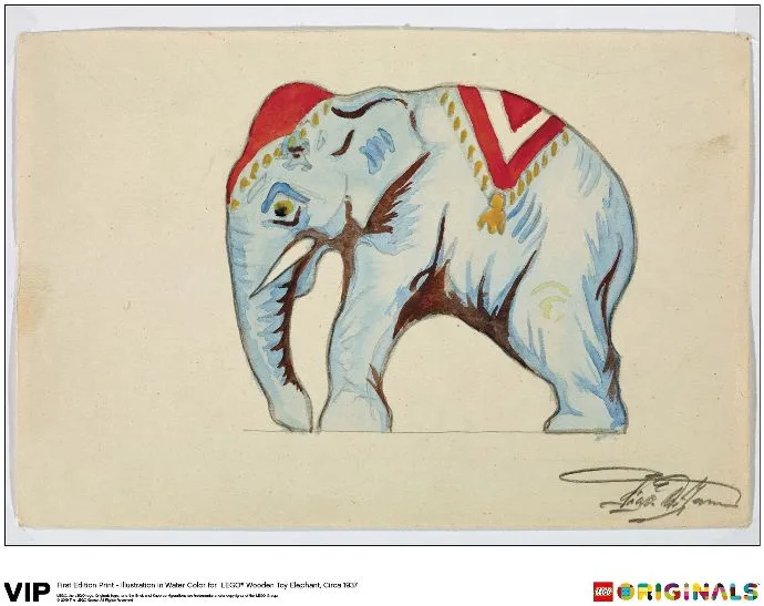 Estampe aquarelle d'éléphant, première édition, vers 1937