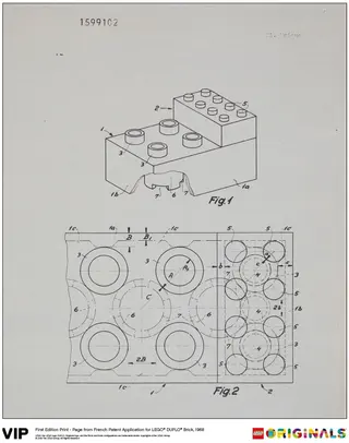 Première page de la demande de brevet français pour la brique LEGO DUPLO, 1968