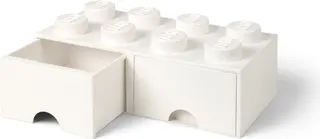 LEGO 8-noppen witte opbergbaksteen met lade