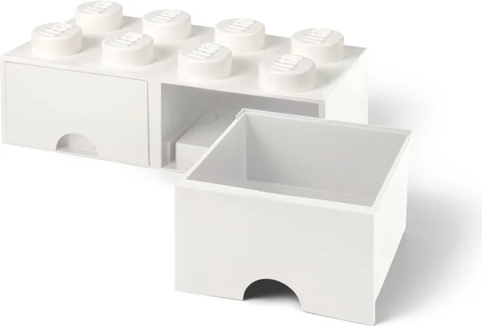LEGO 8-noppen witte opbergbaksteen met lade