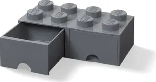 8 Stud Donkergrijze Opbergbaksteenlade