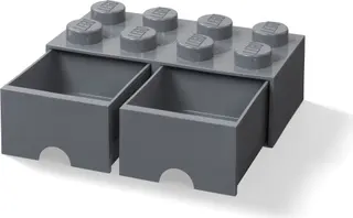 8 Stud Donkergrijze Opbergbaksteenlade