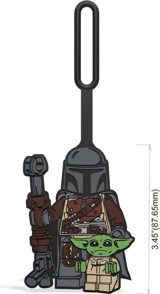 De Mandalorian met het kinderbagagelabel