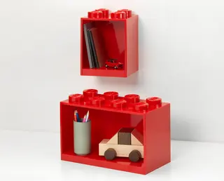 Ensemble d'étagères en briques rouges