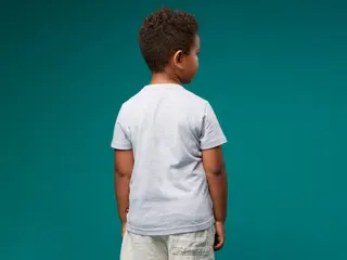 Kinder-T-Shirt mit Logo, kurzärmelig – Graumeliert