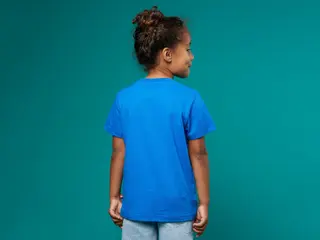 Kinder T-shirt met korte mouwen en logo – Blauw