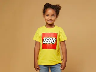 Kinder-T-Shirt mit Logo, kurzärmelig – Gelb