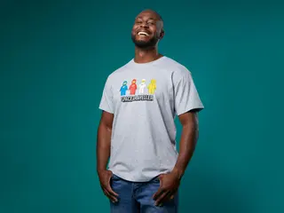 Kurzarm-T-Shirt für Erwachsene mit Weltraummotiv – Graumeliert