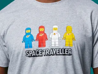 Kurzarm-T-Shirt für Erwachsene mit Weltraummotiv – Graumeliert