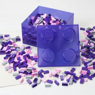 Boîte de rangement violette transparente en forme de brique
