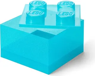 Boîte de rangement transparente bleu clair en forme de brique