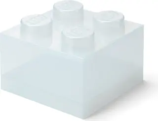 Witte, transparante, baksteenvormige opbergdoos