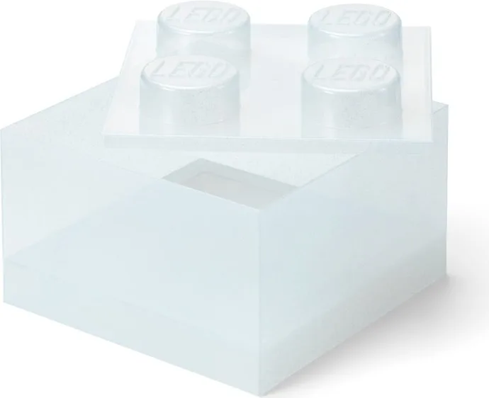 Witte, transparante, baksteenvormige opbergdoos