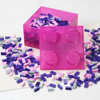 Rosa, durchsichtige, ziegelsteinförmige Aufbewahrungsbox