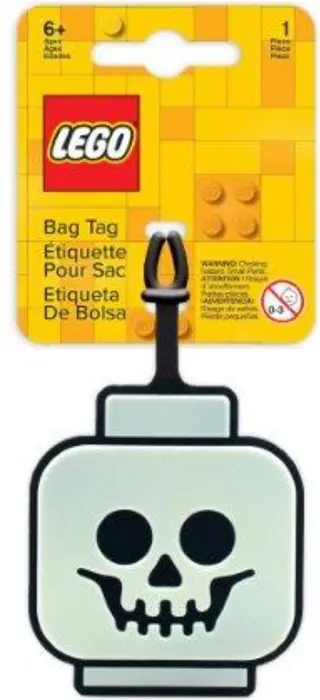 Étiquette de sac tête de squelette phosphorescente