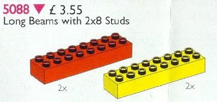 Duplo Lange Balken 2 x 8 Rot und Gelb