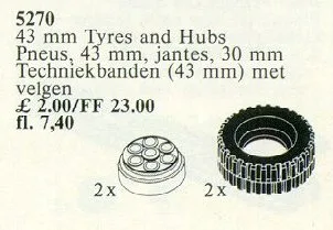 2 pneus et moyeux de 43 mm
