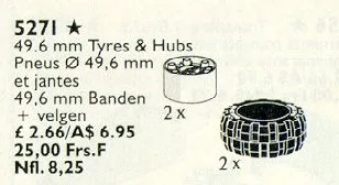 Reifen und Naben 49,6 mm Weiß