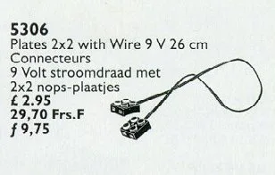 Platten 2 x 2 mit Kabel, 9 V, 26 cm