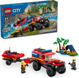 4x4-Feuerwehrfahrzeug mit Rettungsboot