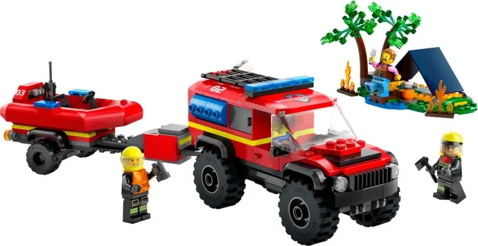 4x4-Feuerwehrfahrzeug mit Rettungsboot