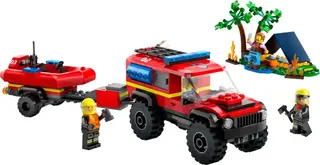 4x4-Feuerwehrfahrzeug mit Rettungsboot