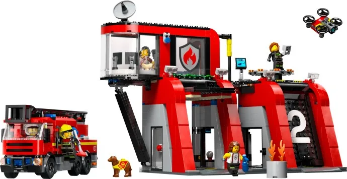 Feuerwache mit Feuerwehrwagen