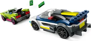 Politieauto en muscle car achtervolging