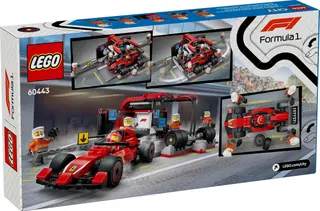 F1 pitstop en pitcrew met Ferrari-auto