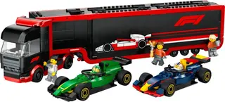 F1-Truck mit RB20- und AMR24-F1-Autos
